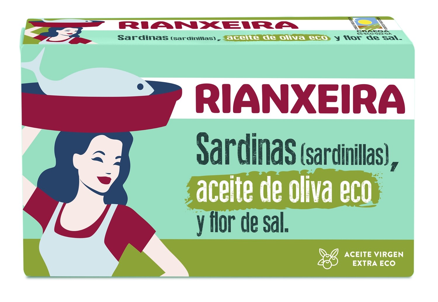 Sardinas (Sardinillas) con aceite de oliva eco y flor de sal RIANXEIRA