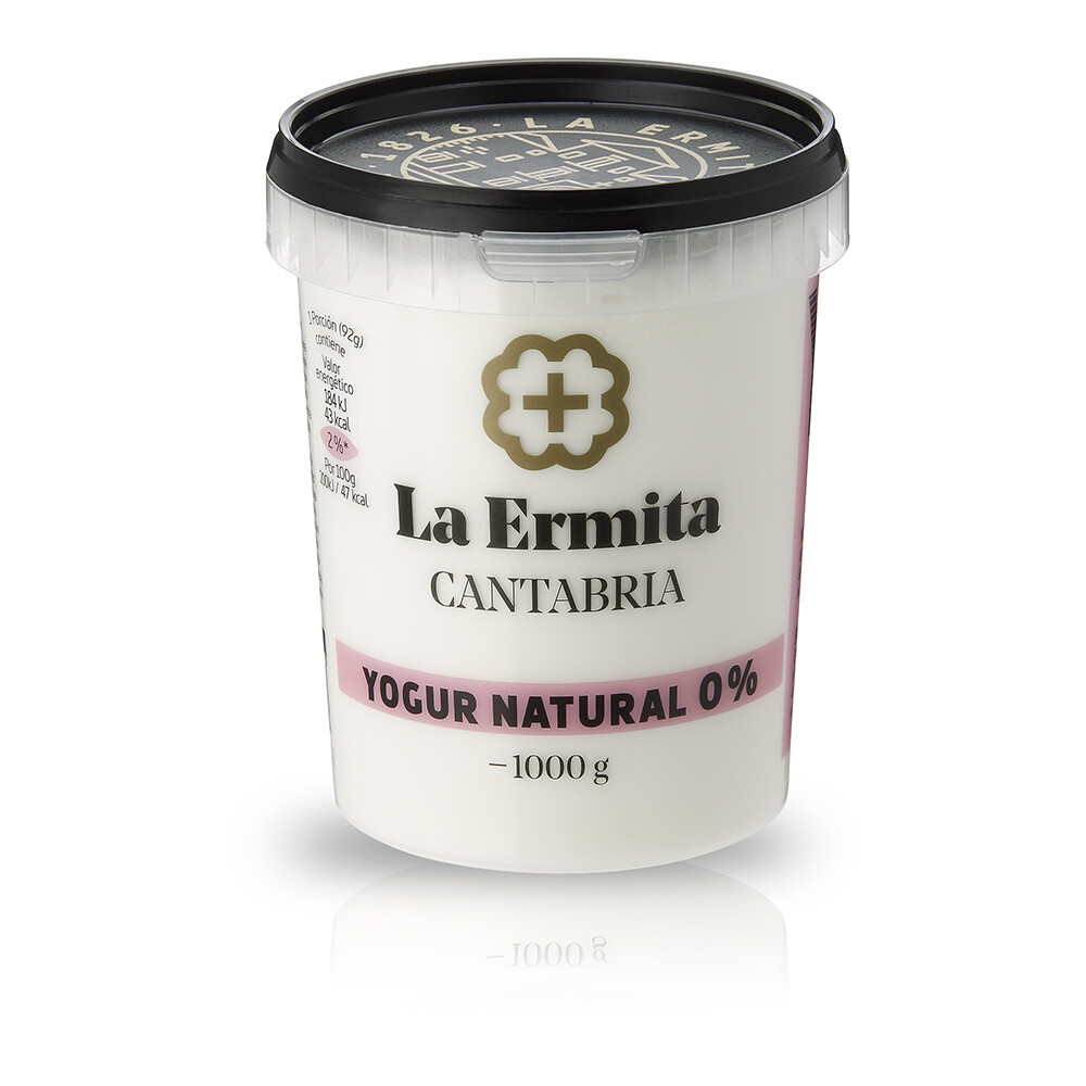 Yogur natural desnatado 0% LA ERMITA 1000 g.