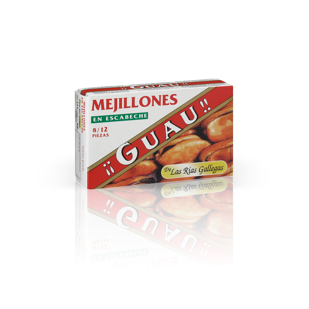Mejillones en escabeche GUAU 8-12 piezas.