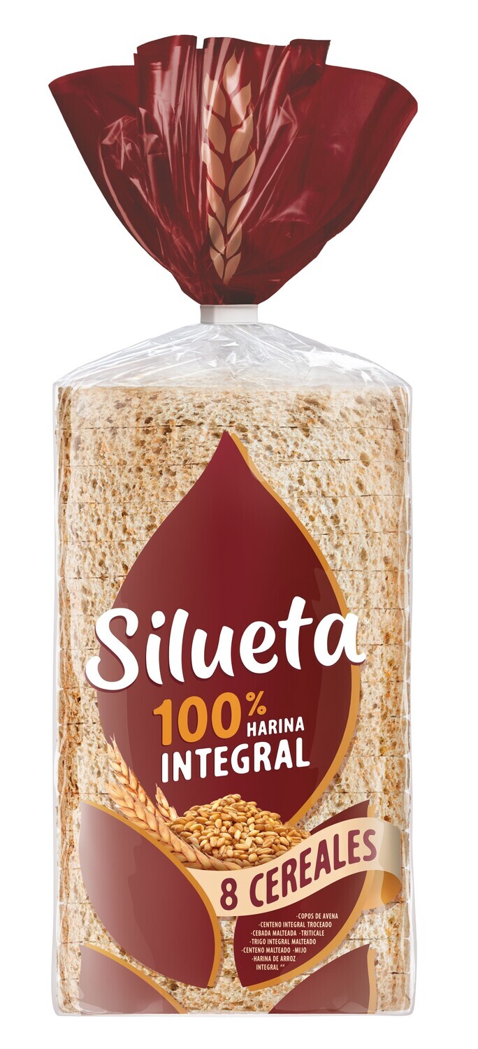Pan del molde SILUETA 8 cereales sin corteza.