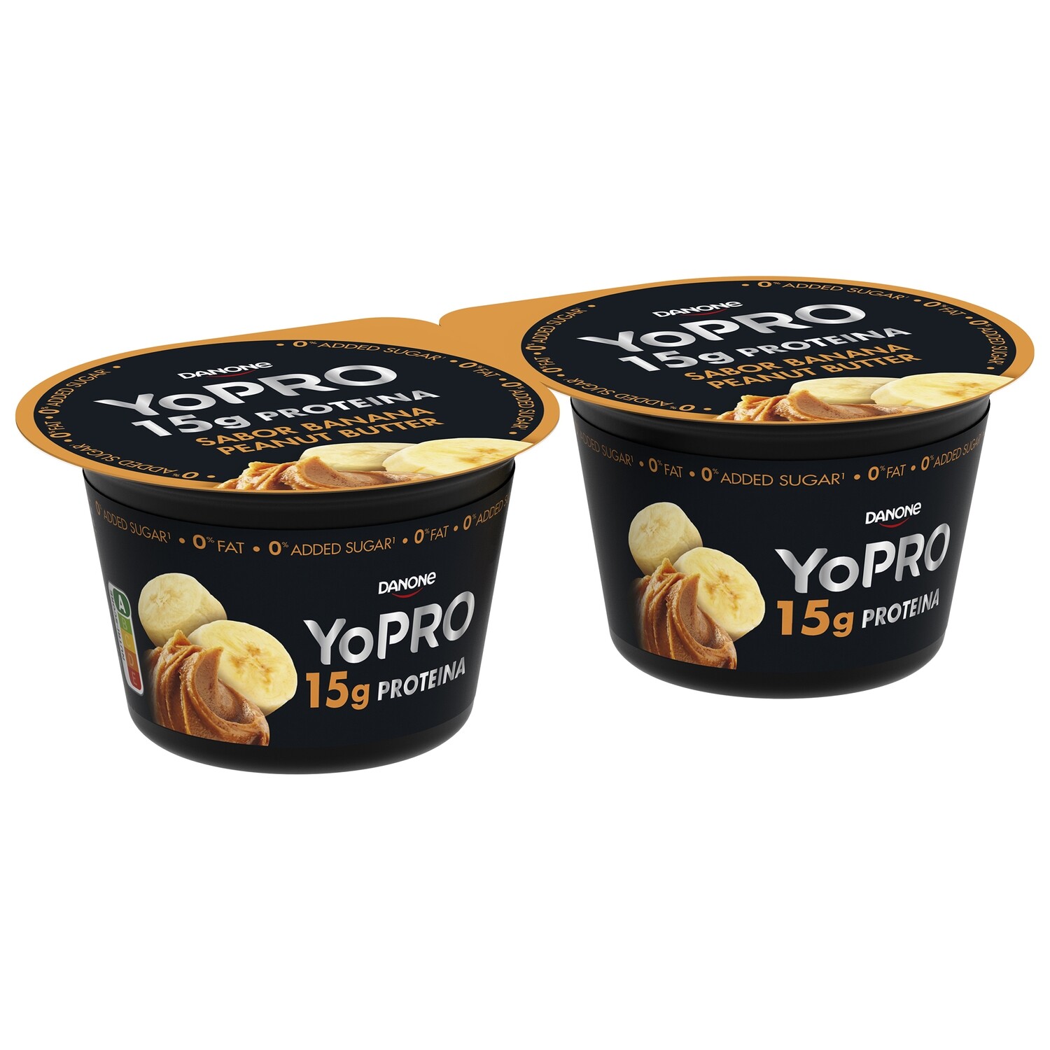 Postre con proteínas 15 g. YOPRO plátano y mantequilla de cacahuete 2x160 g.