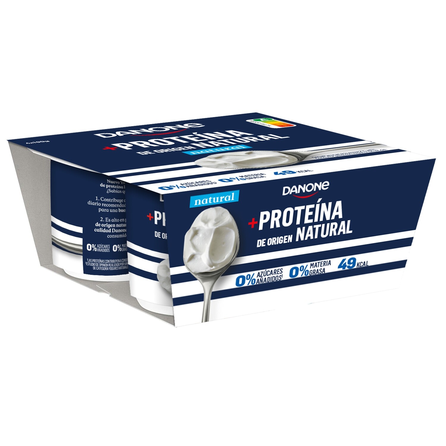 Yogur natural 0% 0% + proteína DANONE 4 x 100 g.