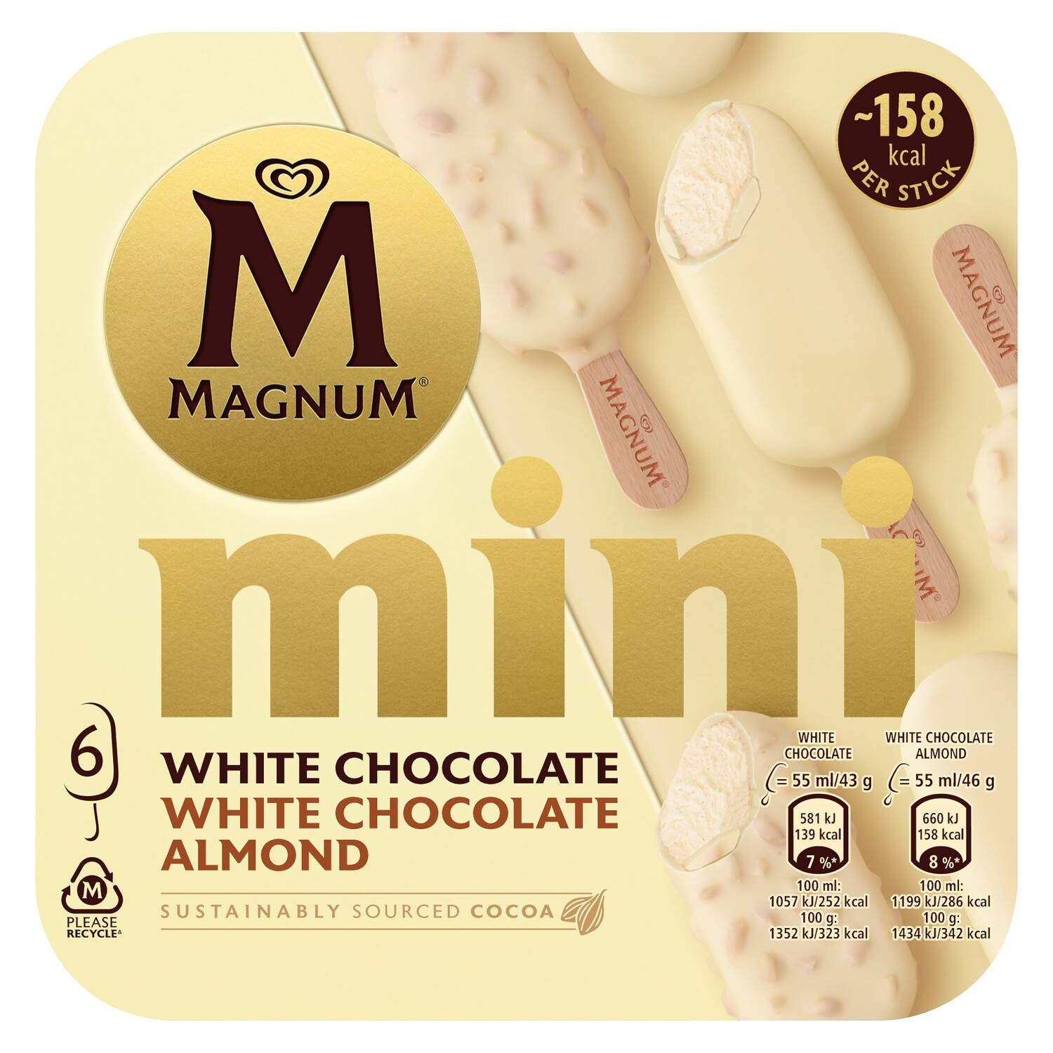 Helado MAGNUM mini chocolate blanco 6 ud.