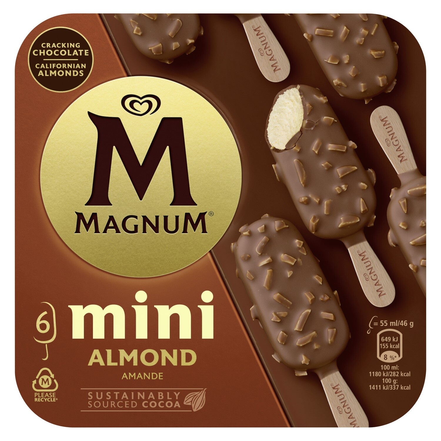 Helado MAGNUM mini almendras 6 ud.