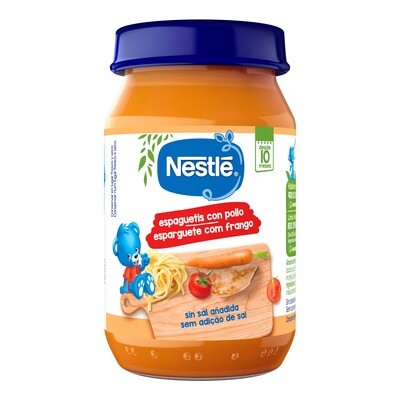 Potito de espaguetis con pollo NESTLE 190 g.