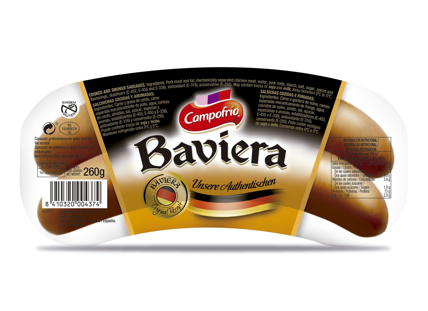 Salchichas Baviera CAMPOFRÍO 260 g.