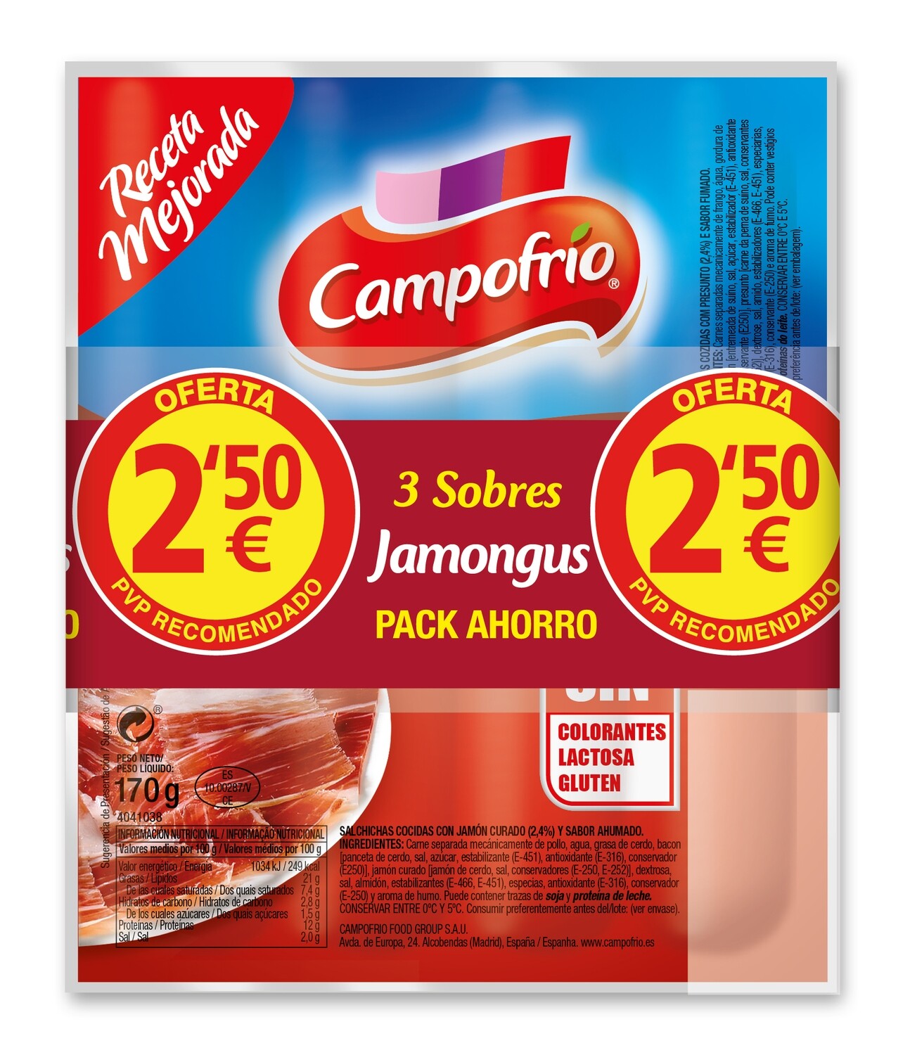 Salchichas Jamóngus con jamón de CAMPOFRÍO.
