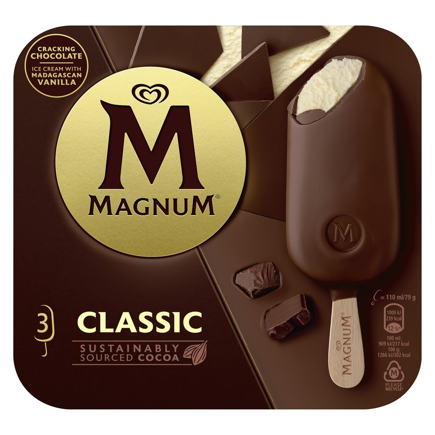 Helados MAGNUM classic de FRIGO, 3 ud.