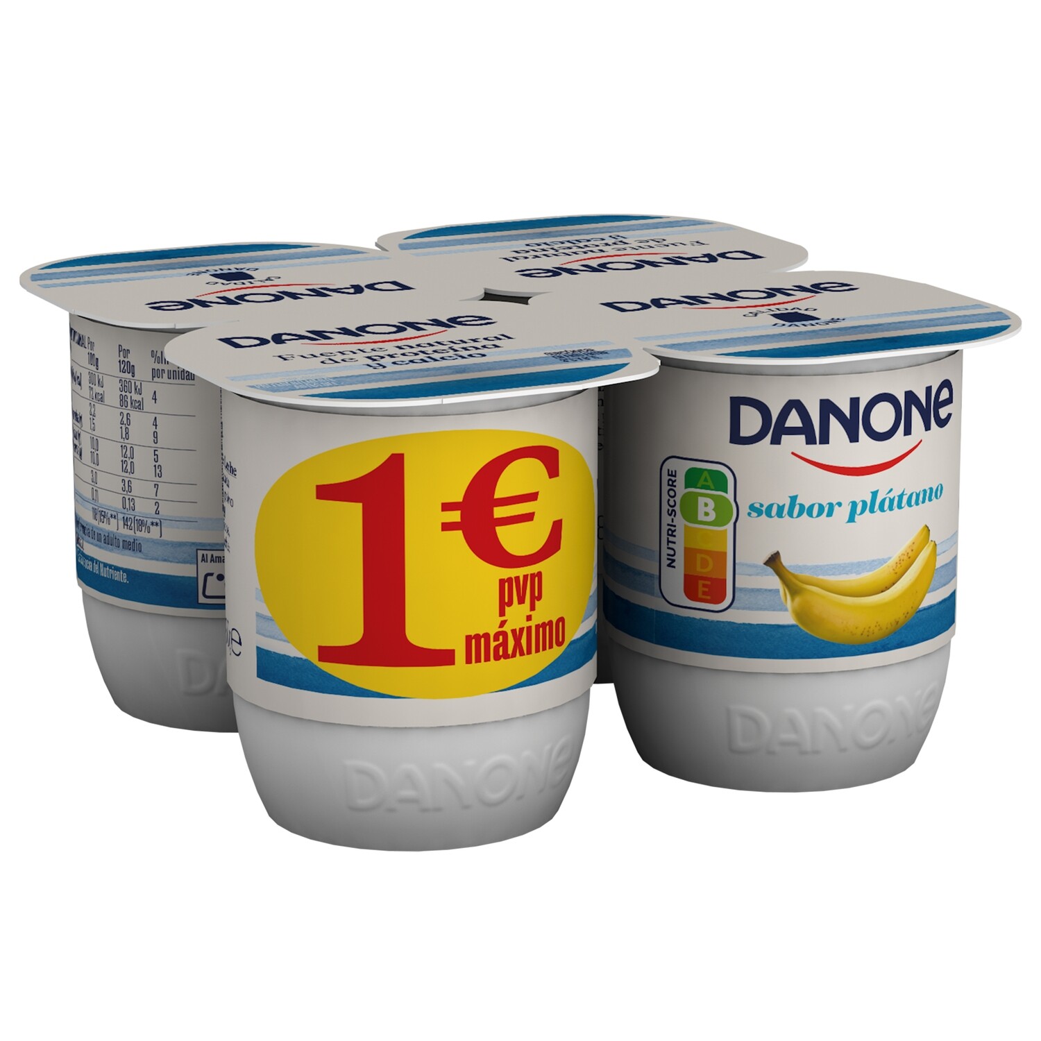 Yogur sabor platano de DANONE (pack 4).