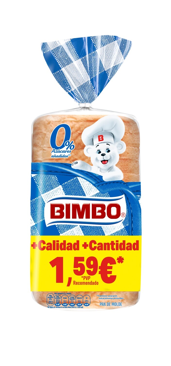 Pan de molde 0% BIMBO 430 g.