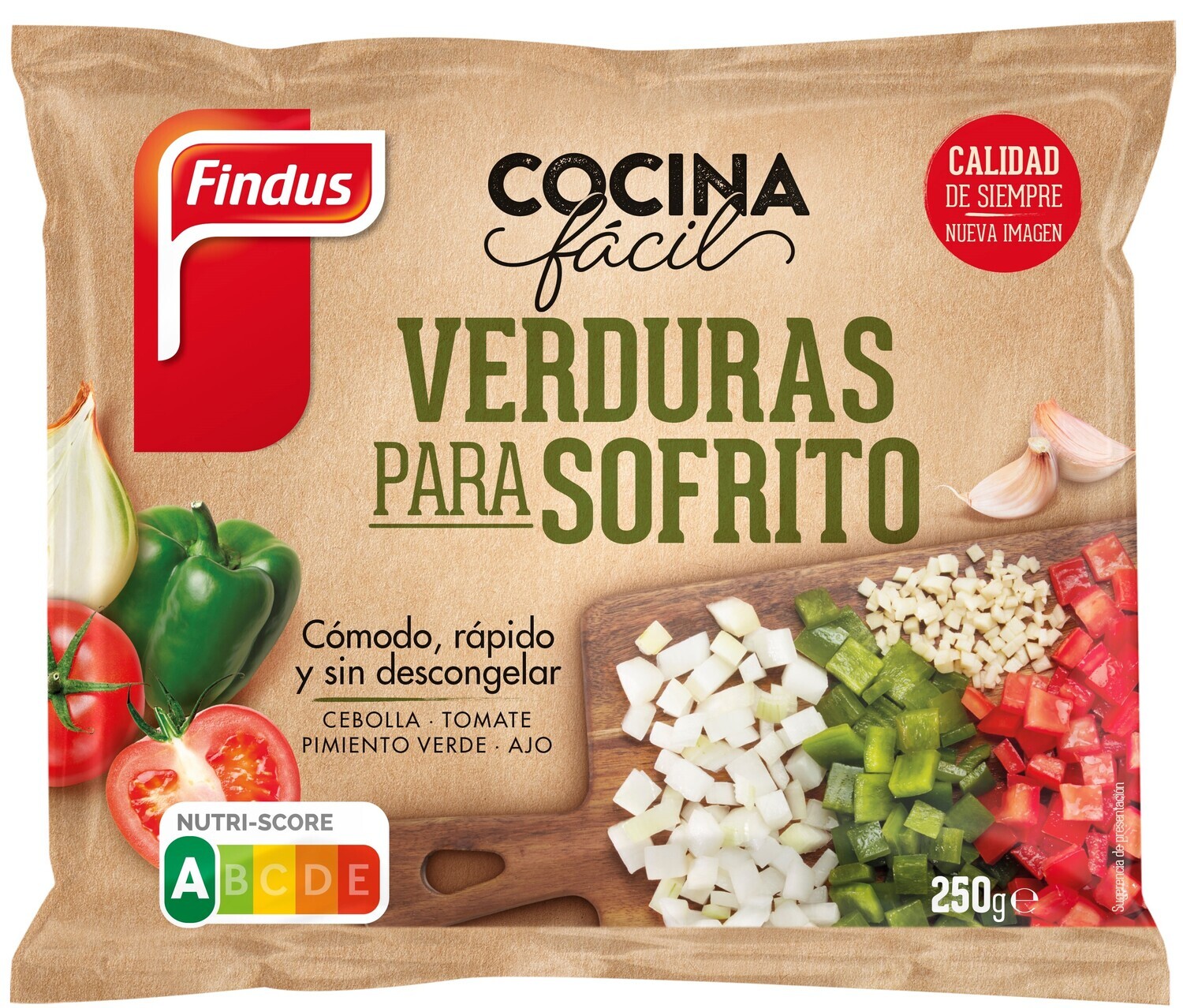 Verduras para sofrito congeladas FINDUS 250 g.