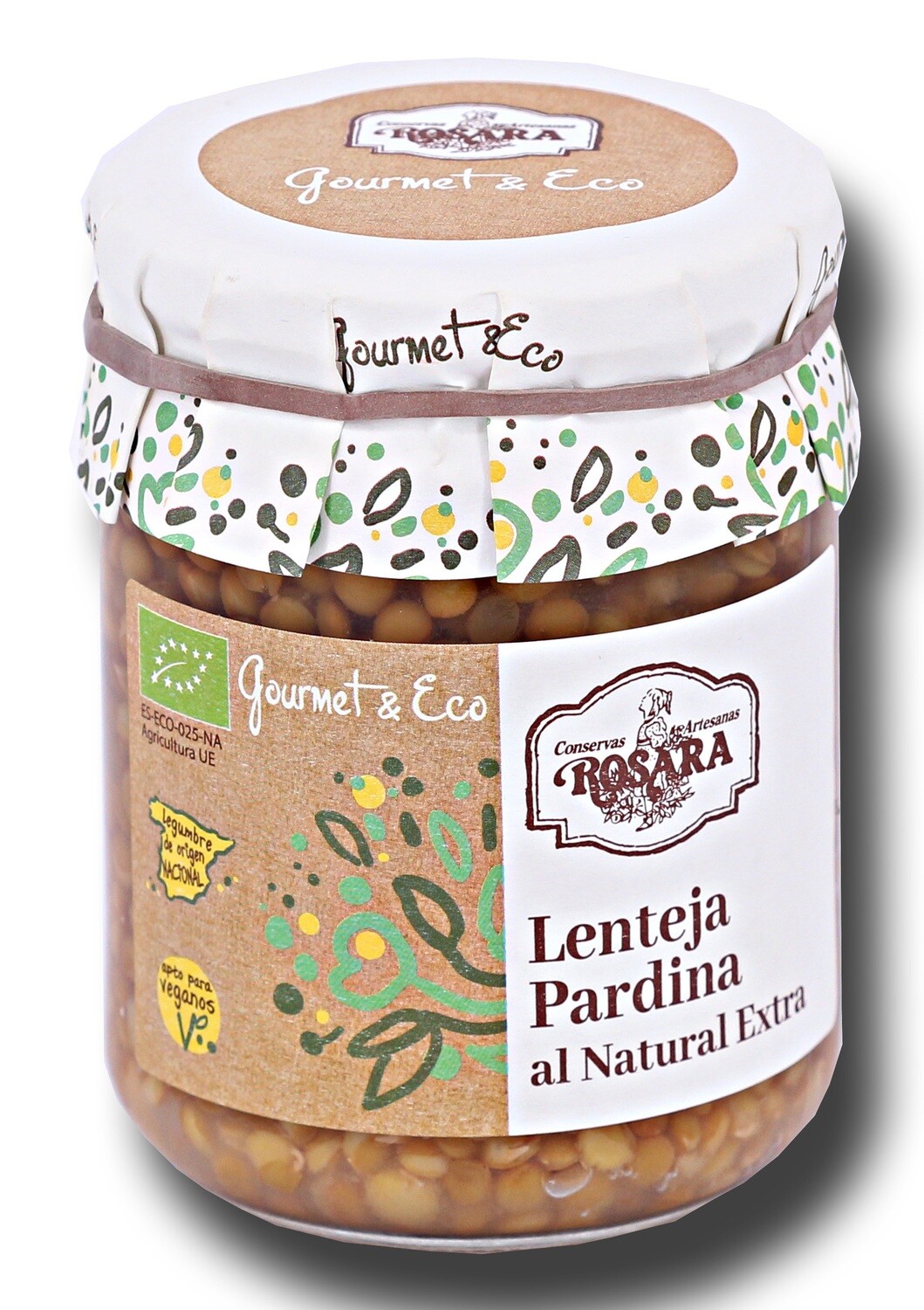 Lenteja pardina al natural extra ROSARA 390 g.