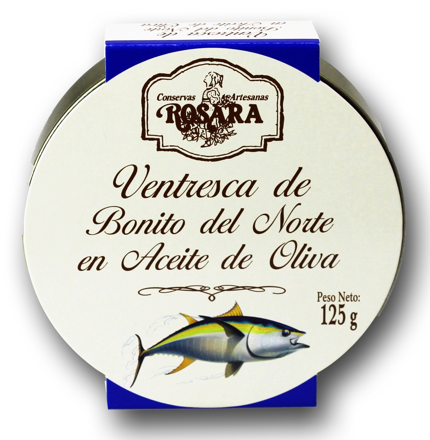 Ventresca de bonito del norte en aceite de oliva ROSARA 125 g.