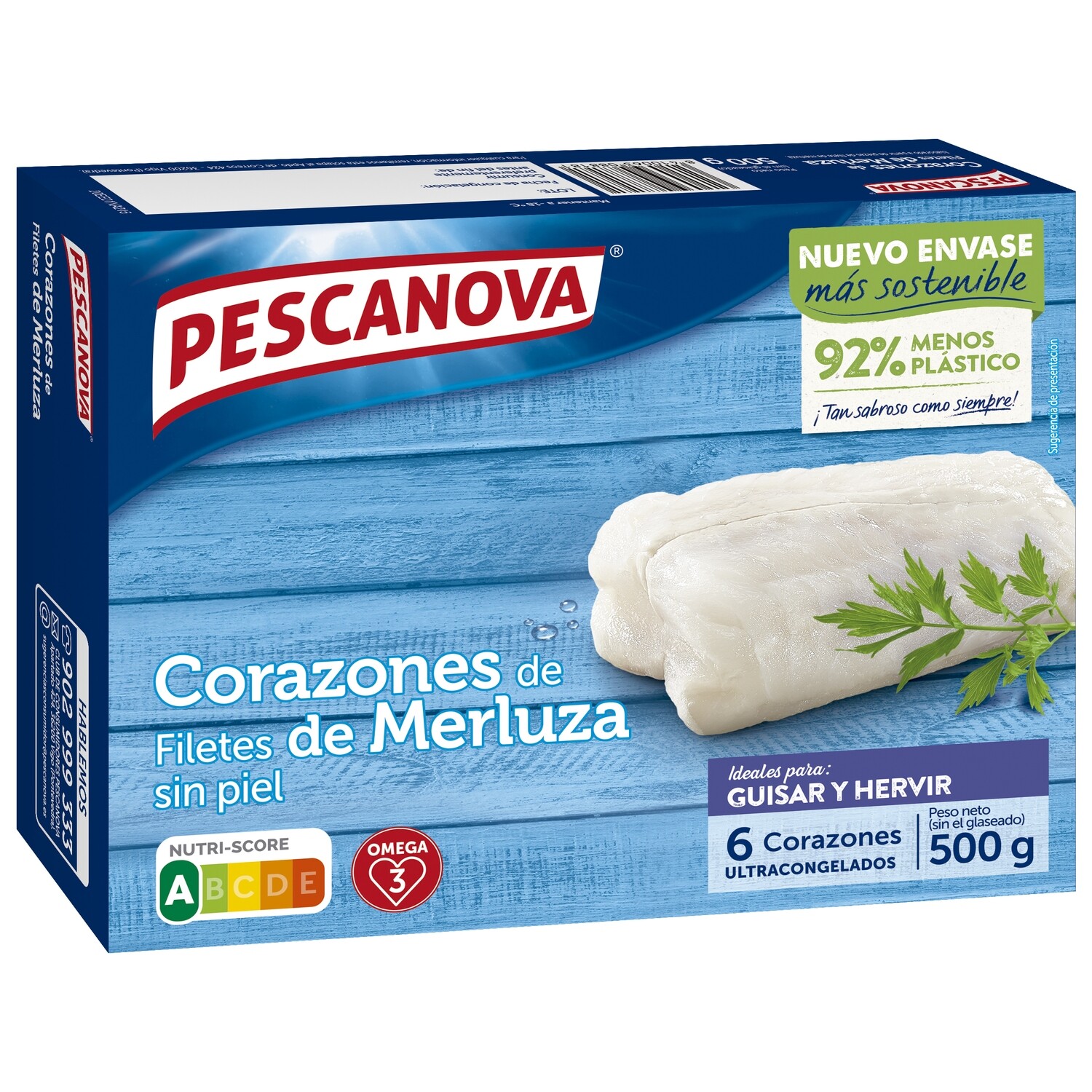 Corazones de Filete de Merluza Pescanova 500 Gr