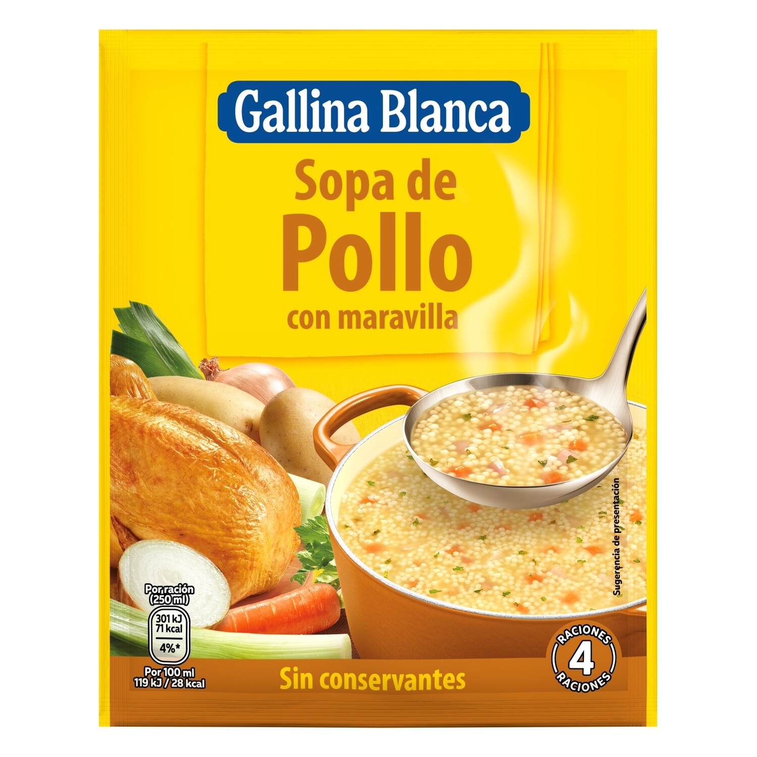 Sopa de pollo con maravilla GALLINA BLANCA 85 g.