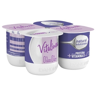 Yogur natural edulcorado 0% materia grasa VITALINEA de DANONE (pack 4).