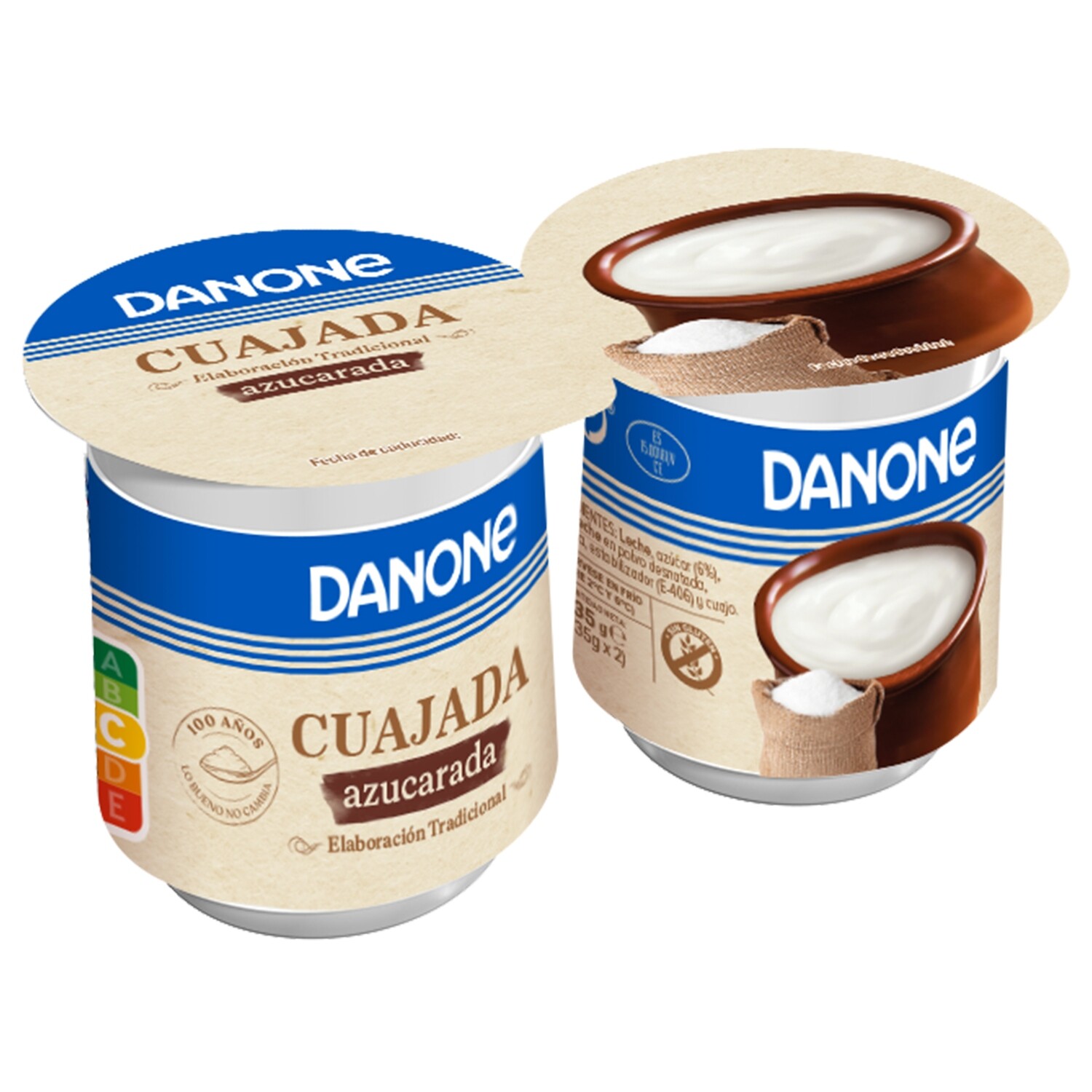 Cuajada con azúcar DANONE.