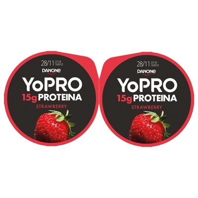 Yogur YOPRO fresa con proteína  DANONE pack 2x160 g.