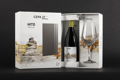 Estuche vino tinto  D.O.Ribera del Duero HITO 75 ml. + copa de regalo