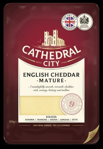 Queso en lonchas cheddar CATHEDRAL CITY 150 g.
