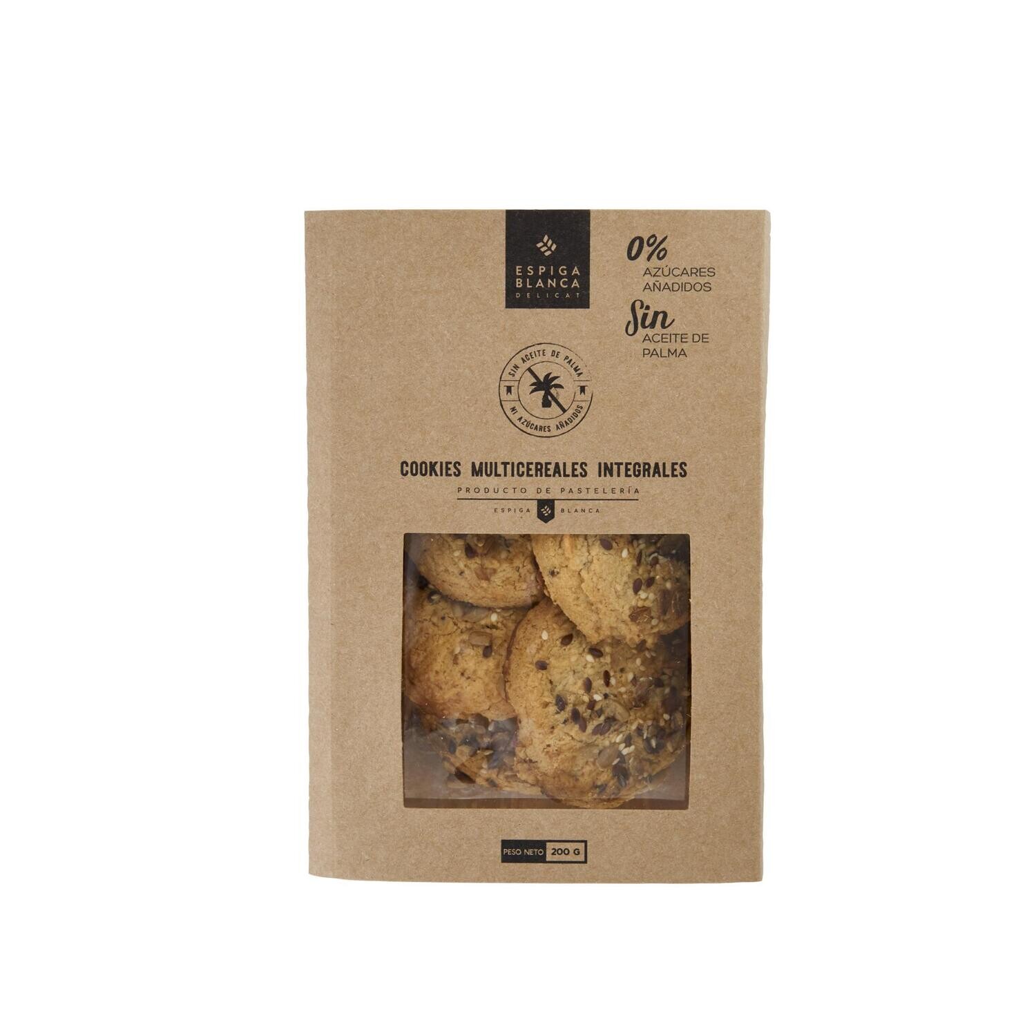 Cookies multicereales integrales sin azúcar ESPIGA BLANCA 200 g.