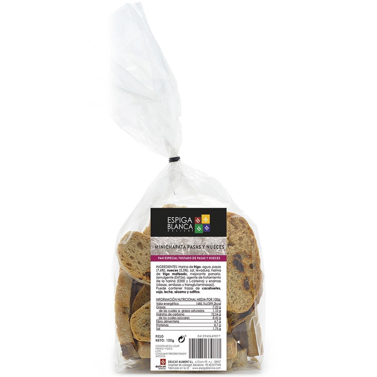 Minichapata de pasas y nueces ESPIGA BLANCA 120 g.