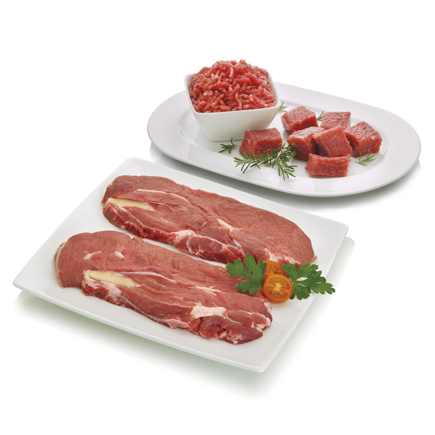 2 kg de ternera natural (1 kg en filetes + 1 kg picada o para guisar)