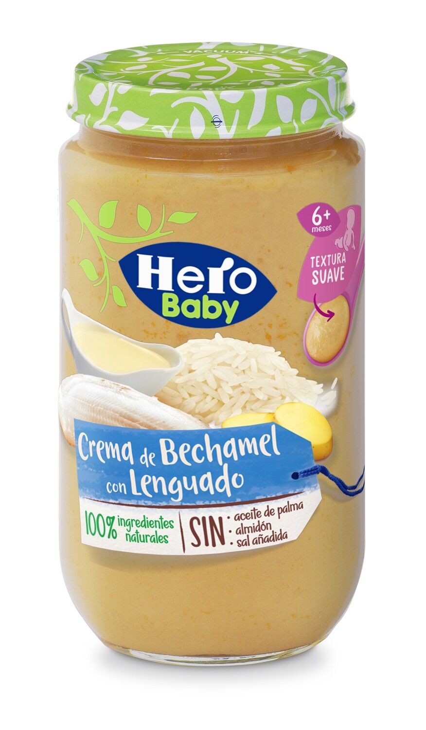 Potito crema de bechamel con lenguado HERO BABY 235 g.