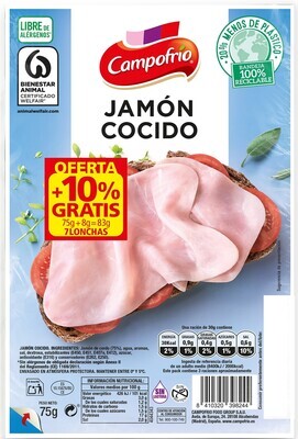 Jamón cocido CAMPOFRIO 75 g.