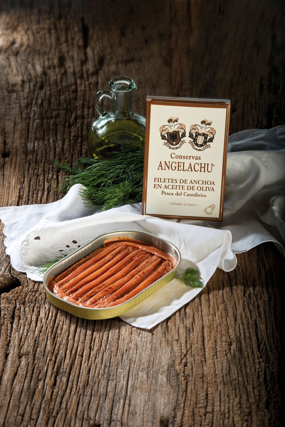 Filetes de anchoa en aceite de oliva ANGELACHU 115 g.