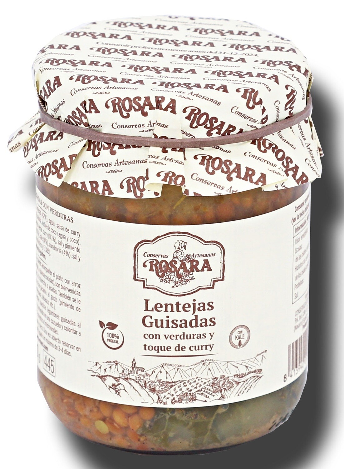 Lentejas guisadas con verduras y toque de curry ROSARA 400 g.