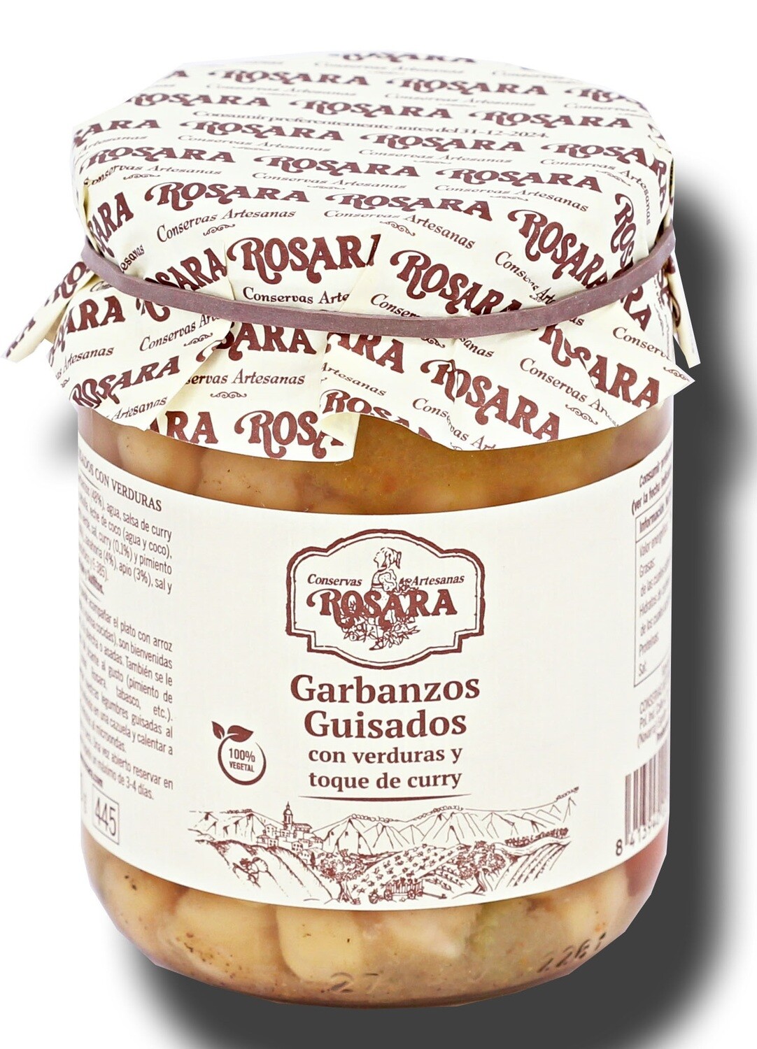 Garbanzos guisados con verduras y toque de curry ROSARA 400 g.