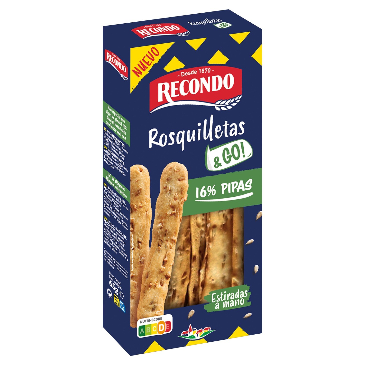 Rosquilletas &amp; go! con pipas RECONDO 65 g.