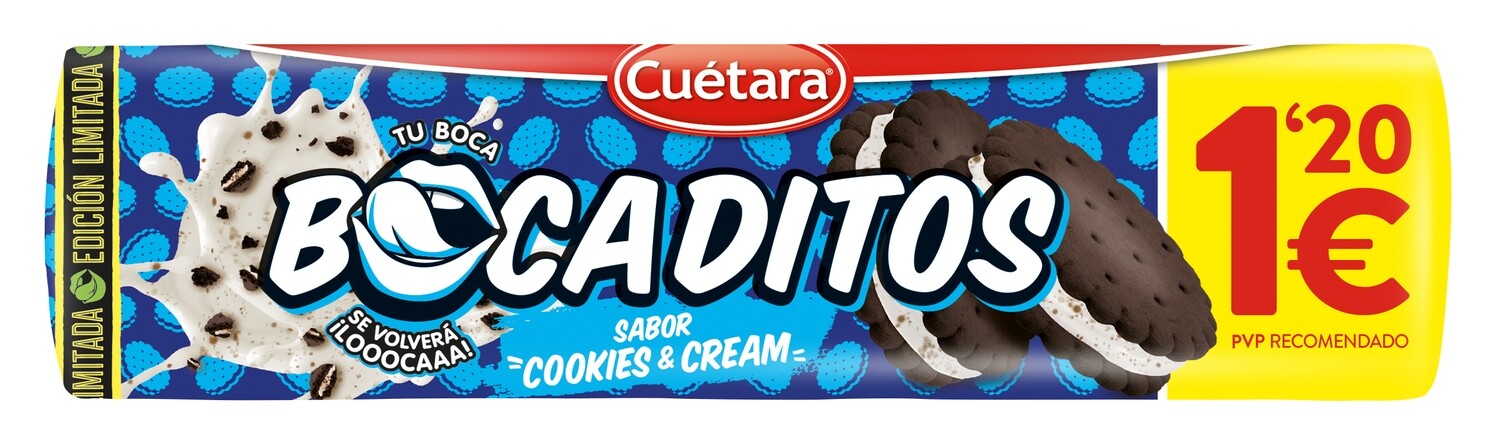 Bocaditos sabor cookies &amp; cream CUETARA 150 g.