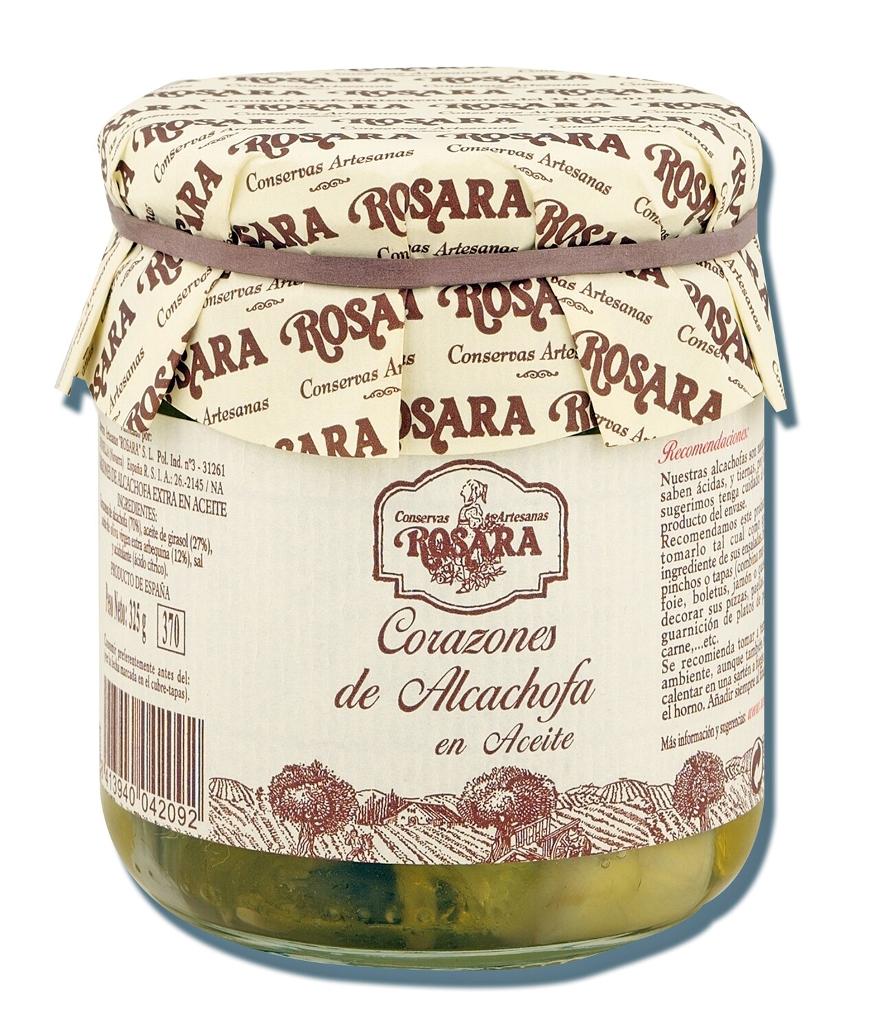 Corazones de alcachofa en aceite ROSARA 370 g.