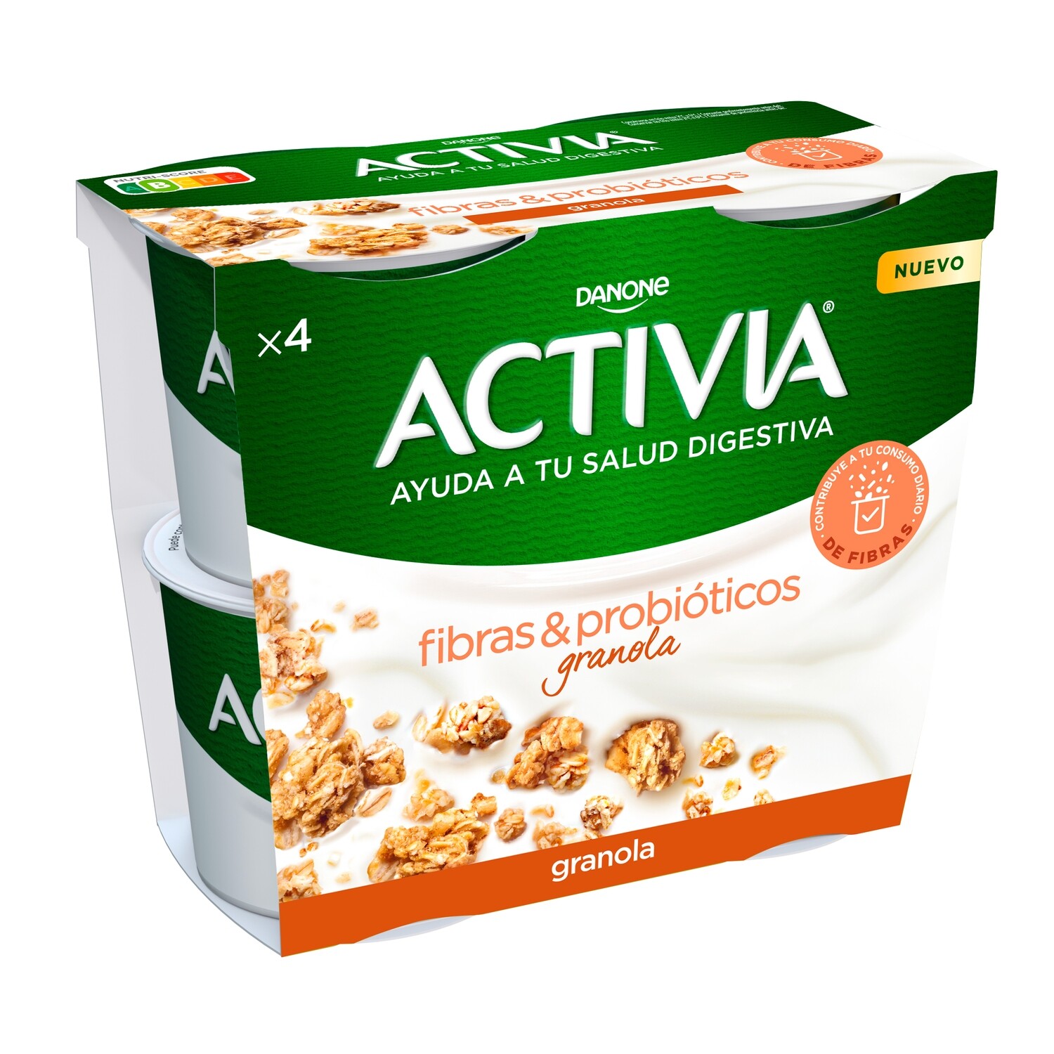 ACTIVIA fibras &amp; probióticos granola DANONE 4x115 g.