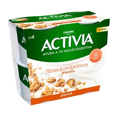ACTIVIA fibras &amp; probióticos granola DANONE 4x115 g.