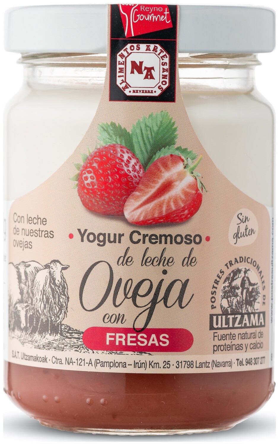 Yogur cremoso de leche de oveja con fresas ULTZAMA 130 g.