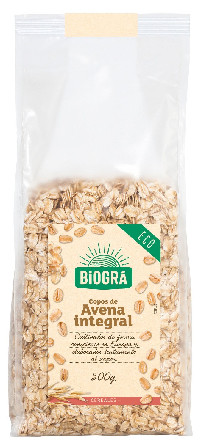 Gruesos copos de avena integral 500 g.