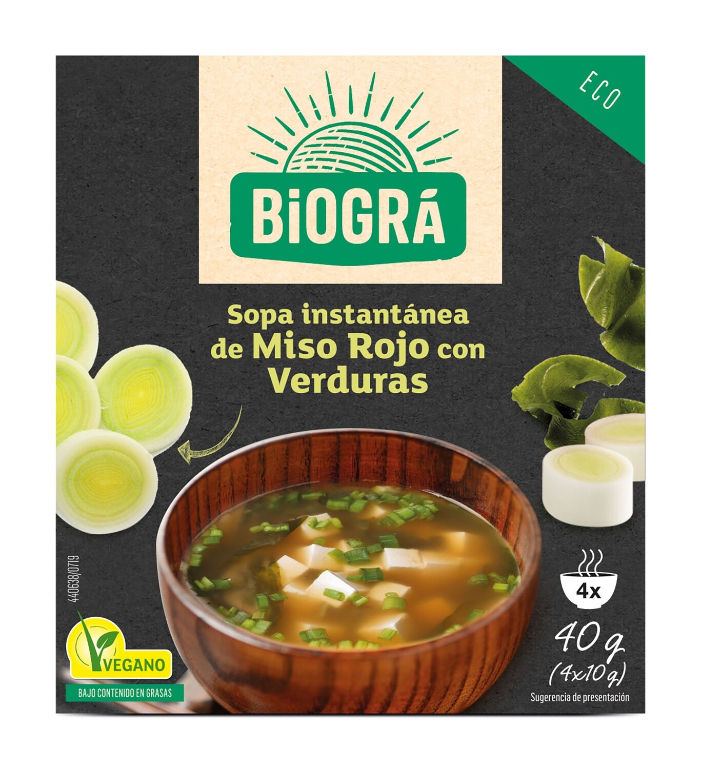 Sopa instantánea de miso con vegetales BIOGRA 40 g.