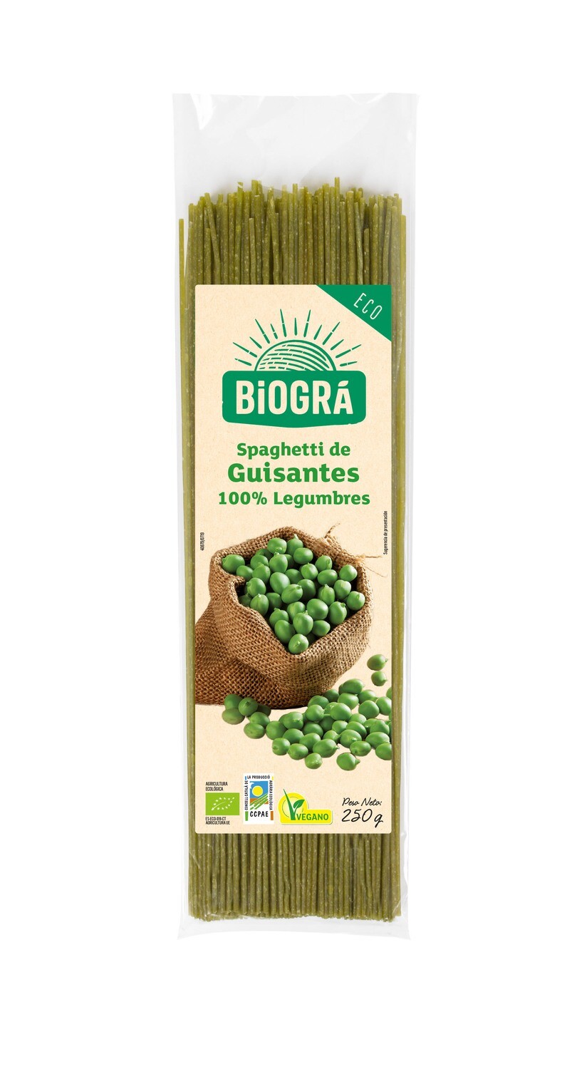 Espaguetis de guisantes BIOGRA 250 g.