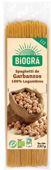 Espaguetis de garbanzos BIOGRA 250 g.