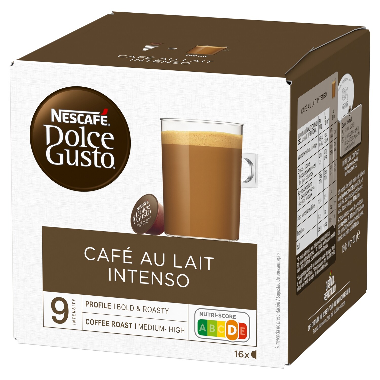 Café en cápsulas con leche intenso DOLCE GUSTO 16 uds.