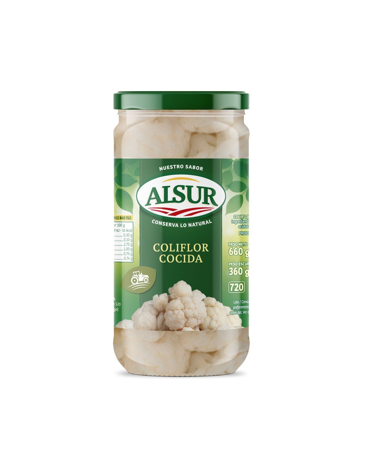 Coliflor cocida ALSUR 660 g.
