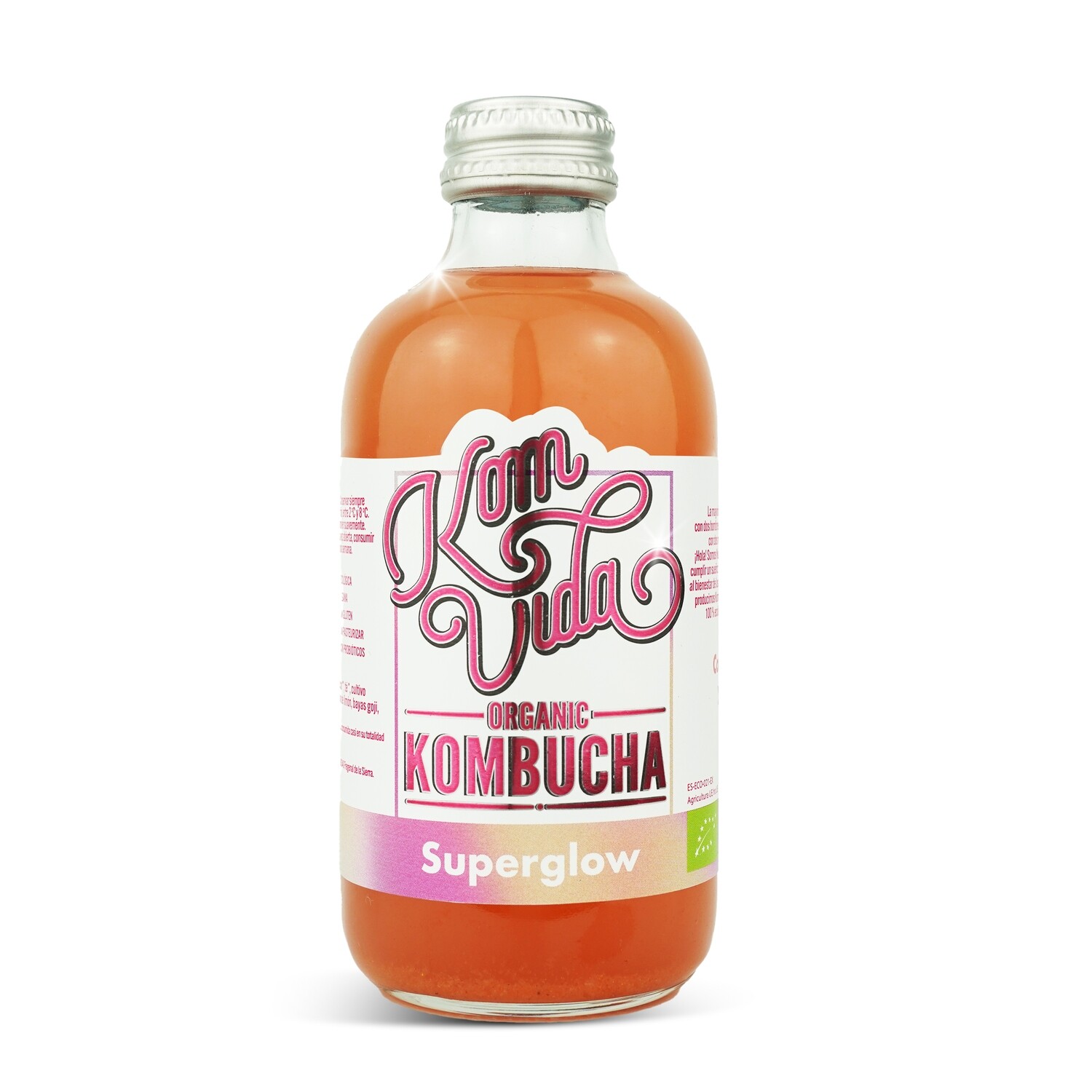 Bebida eco a base de té superglow Komvida KOMBUCHA 250 ml.