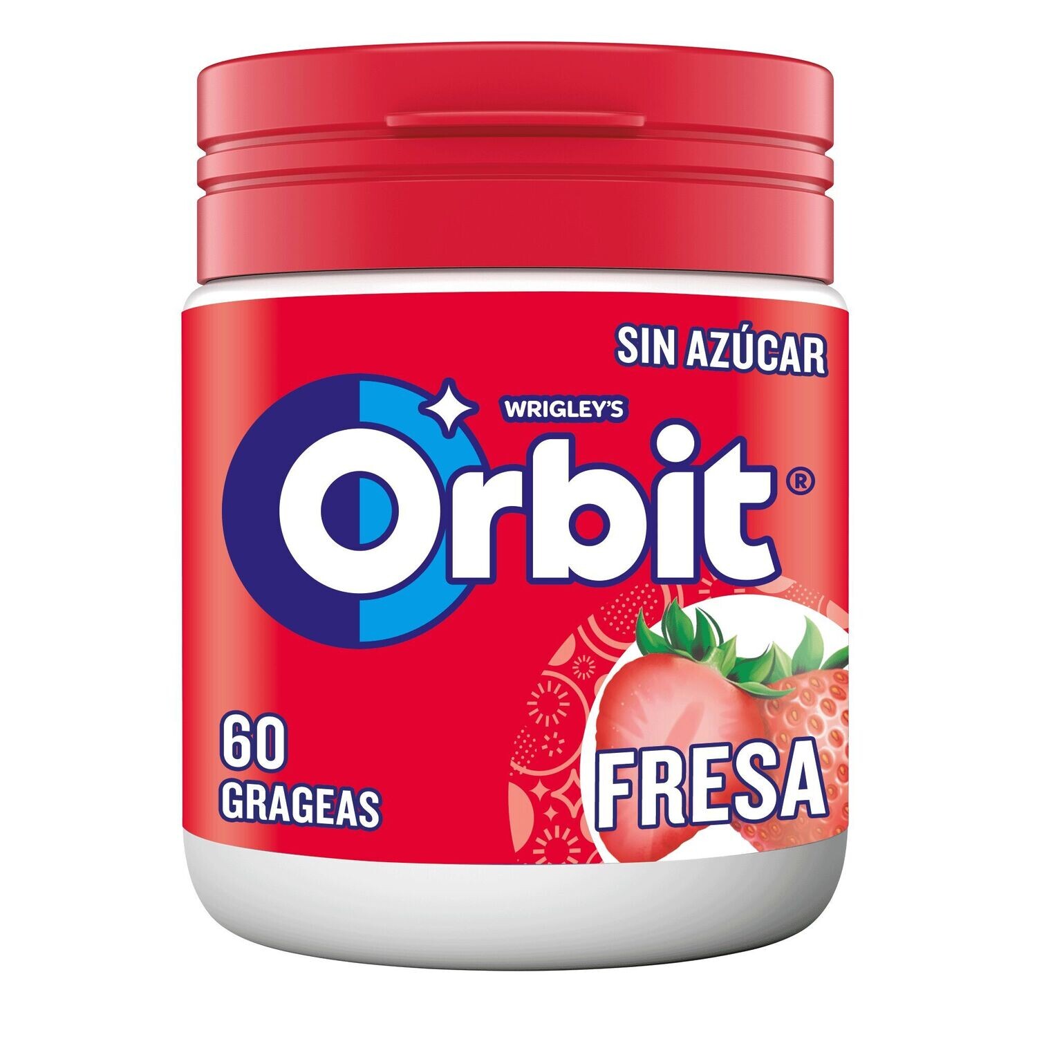 Bote de chicles sabor fresa ORBIT 84 g.