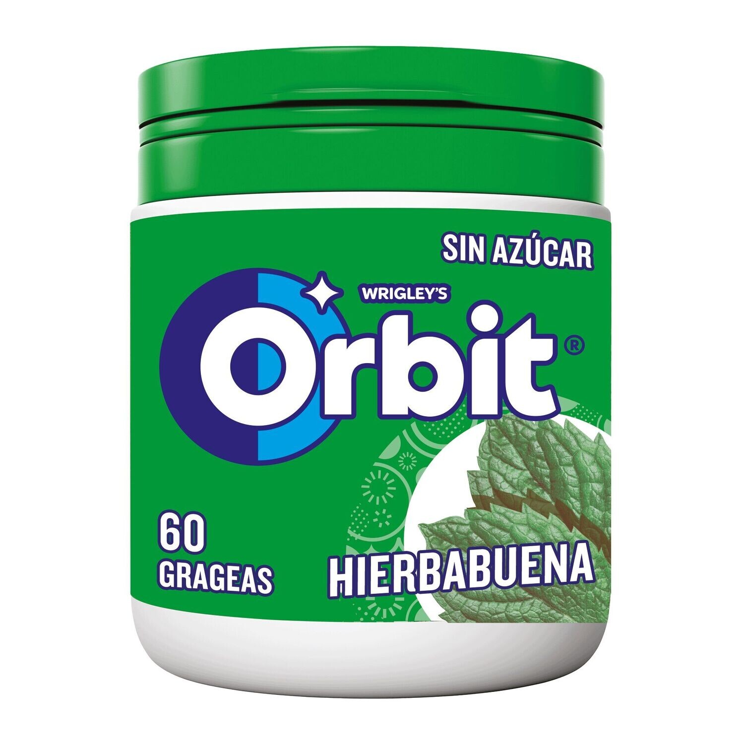 Bote de chicles sabor hierbabuena ORBIT 84 g.