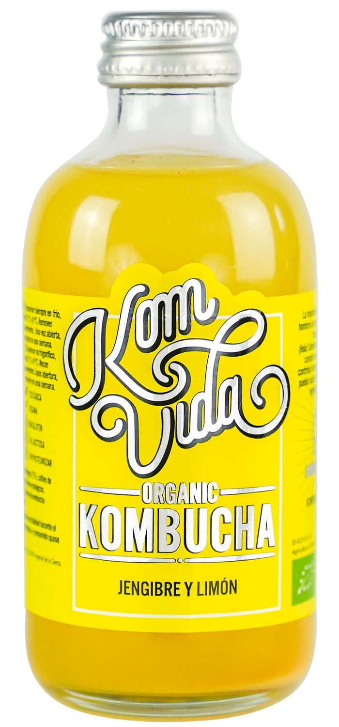 Bebida eco a base de té sabor jengibre y limón KOMBUCHA 250 ml.