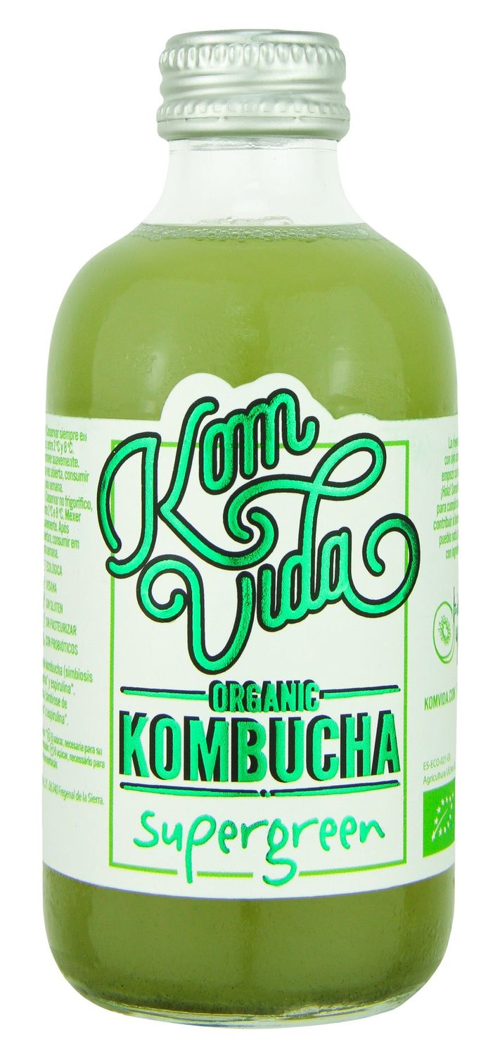 Bebida eco a base de té supergreen KOMBUCHA 250 ml.
