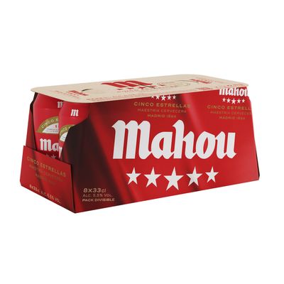 Lata 5 estrellas roja MAHOU 8 x 33 cl.